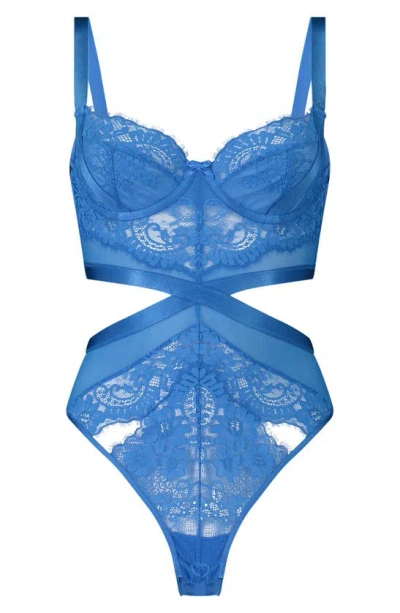 Hunkemoller Milaan Cutout Underwire Bodysuit In French Blue