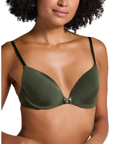 Hunkemoller Plunge Padded Underwired Bra In Green