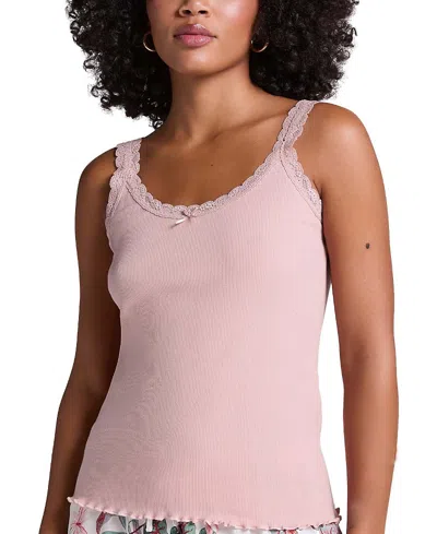Hunkemoller Rib Lace Cami In Pink