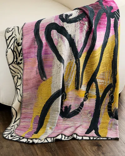 Hunt Slonem Best Bunnies Reversible Throw Blanket, 60" X 80" In Multi