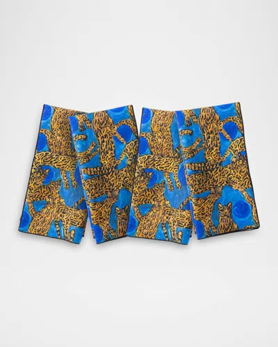 Hunt Slonem Blue Pearls & Ocelots Napkins, Set Of 4