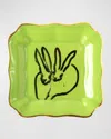 Hunt Slonem Bunny Portrait Plate - Green In Green