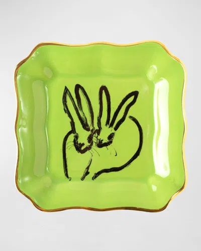 Hunt Slonem Bunny Portrait Plate - Green