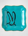 Hunt Slonem Bunny Portrait Plate - Teal In Teal