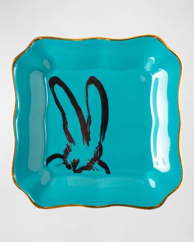 Hunt Slonem Bunny Portrait Plate - Teal In Blue