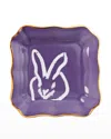 Hunt Slonem Bunny Portrait Plate With Gold Rim - Purple In Purple
