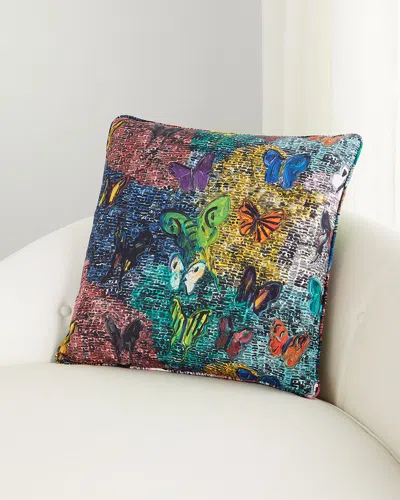 Hunt Slonem Butterfly & Guardian Cotton Pillow, 22" In Multi