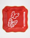 Hunt Slonem Coral Butterfly Portrait Plate In Coral