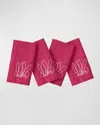 Hunt Slonem Embroidered Duet Bunny Linen Dinner Napkin In Pink