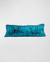 Hunt Slonem Embroidered Silk & Velvet Menagerie Pillow, 14" X 35" In Blue