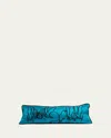 Hunt Slonem Embroidered Silk & Velvet Menagerie Pillow, 14" X 35" In Peacock Blue
