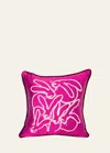 Hunt Slonem Embroidered Silk & Velvet Seven Bunny Pillow, 22"