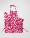 Hunt Slonem Fluffle Bunny Khadi Print Apron & Oven Mitt Collection In Pink