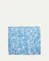Hunt Slonem Fluffle Khadi Printed Linen Placemat In Blue