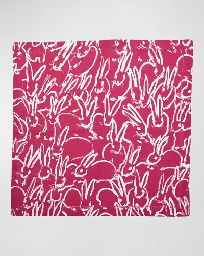 Hunt Slonem Fluffle Khadi Printed Linen Dinner Napkin, 20 X 20 In Pink