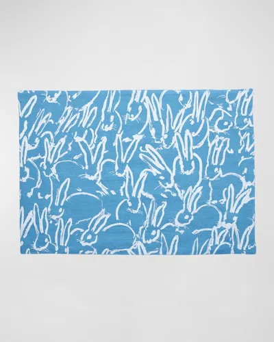 Hunt Slonem Fluffle Khadi Printed Linen Placemat In Blue