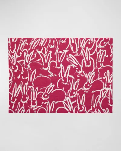 Hunt Slonem Fluffle Khadi Printed Linen Placemat In Pink
