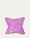 Hunt Slonem Hand-embroidered Silk & Velvet Bunny Pillow, 20" In Lilac