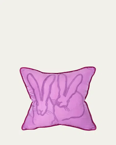Hunt Slonem Hand-embroidered Silk & Velvet Bunny Pillow, 20" In Lilac