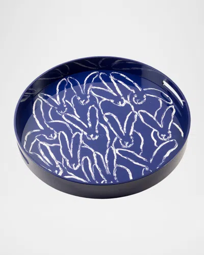 Hunt Slonem Jubilee Lacquer Serving Tray In Blue
