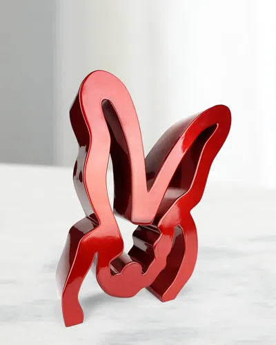 Hunt Slonem Lucky Charm Bunny Sculpture In Red