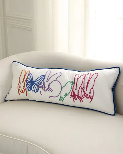 Hunt Slonem Menagerie Embroidered Silk & Velvet Pillow, 14" X 36" In Multi