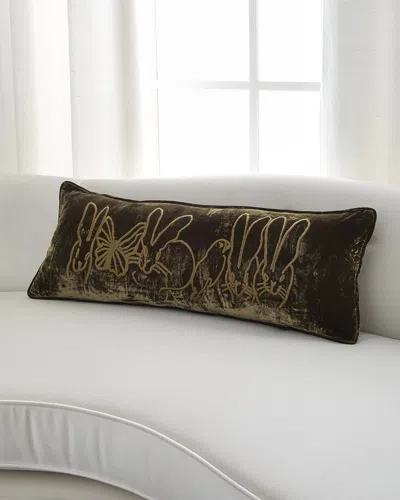 Hunt Slonem Menagerie Hand-embroidered Velvet Decorative Pillow, 14" X 36"