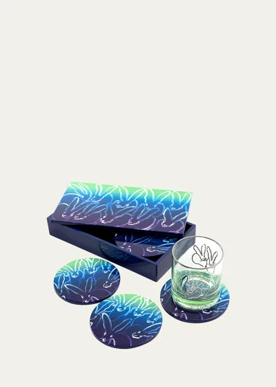 Hunt Slonem Ombre Coaster Box, Set Of 6 In Multi