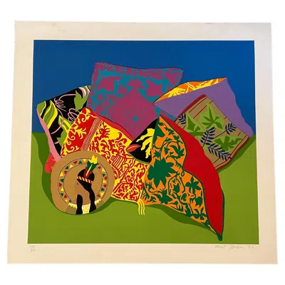 Pre-owned Hunt Slonem “pillow Garden” Pop Art Screenprint In Sand