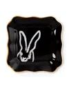 Hunt Slonem Portrait Plate With Gold Rim - Black In Black