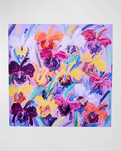 Hunt Slonem Purple Haze Cataleyas Lacquer Placemat In Multi