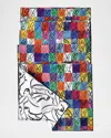 Hunt Slonem Rabbit Rabbit Reversible Table Runner, 15" X 108" In Multi