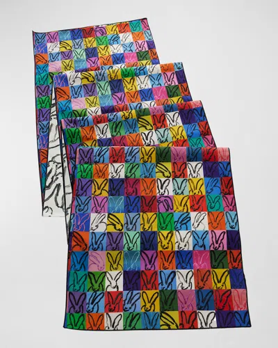 Hunt Slonem Rabbit Rabbit Reversible Table Runner In Multi
