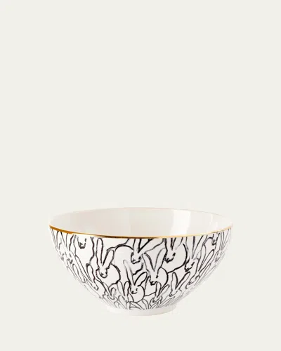 HUNT SLONEM RABBIT RUN CEREAL BOWL WITH GOLD RIM
