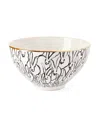 HUNT SLONEM RABBIT RUN CEREAL BOWL WITH GOLD RIM