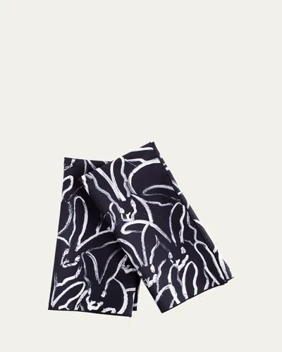 Hunt Slonem Rabbit Run Cotton Dinner Napkin In Black