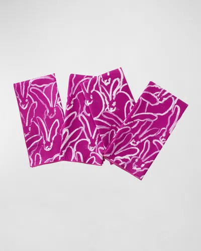 Hunt Slonem Rabbit Run Cotton Dinner Napkin In Purple