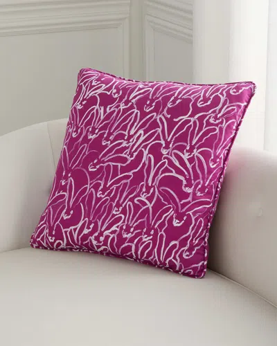 Hunt Slonem Rabbit Run Cotton Pillow In Pink