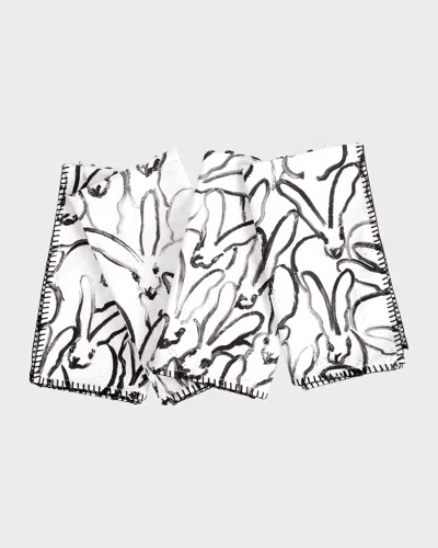 Hunt Slonem Rabbit Run Dinner Napkin, Set Of 4 In Black