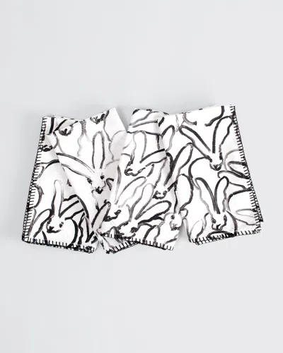 Hunt Slonem Rabbit Run Dinner Napkin, Set Of 4 In Black