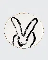 Hunt Slonem Rabbit Run Dinner Plate With Gold Rim - White In White Multi