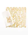 Hunt Slonem Rabbit Run Gold Leaf And Lacquer Placemat In White/gold