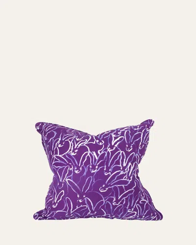 Hunt Slonem Rabbit Run Pillow, 22" In Purple