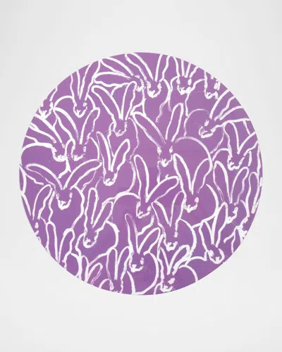 Hunt Slonem Rabbit Run Round Lacquer Placemat In Lilac