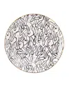 Hunt Slonem Rabbit Run Salad Plate With Gold Rim In White Multi