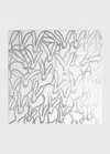 Hunt Slonem Rabbit Run Silver Leaf And Lacquer Placemat In White/silver