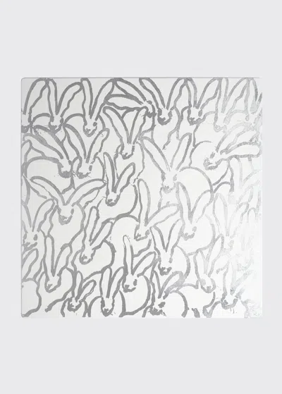 Hunt Slonem Rabbit Run Silver Leaf And Lacquer Placemat In White/silver