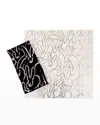 Hunt Slonem Rabbit Run Silver Leaf And Lacquer Placemat In White/silver