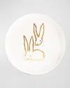 Hunt Slonem Royal Rabbit Gold Leaf And Lacquer Tray In White