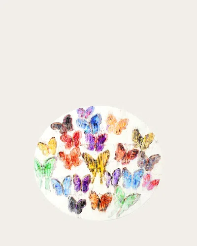 Hunt Slonem Spring Butterflies Lacquer Placemat, 15"dia In Multi